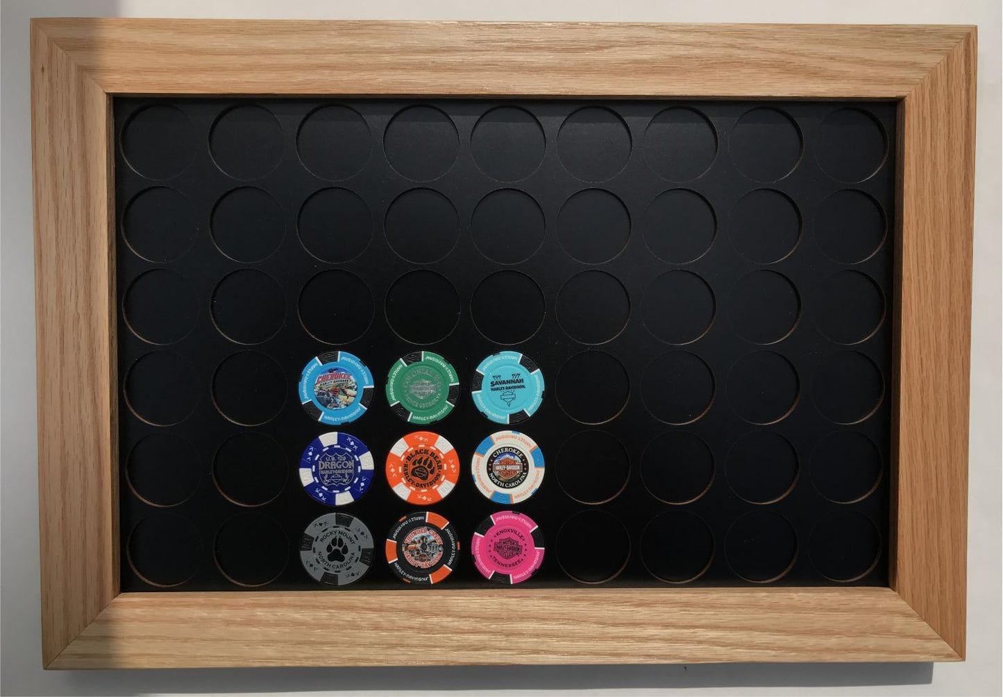 Black Poker Chip Display with All Chips