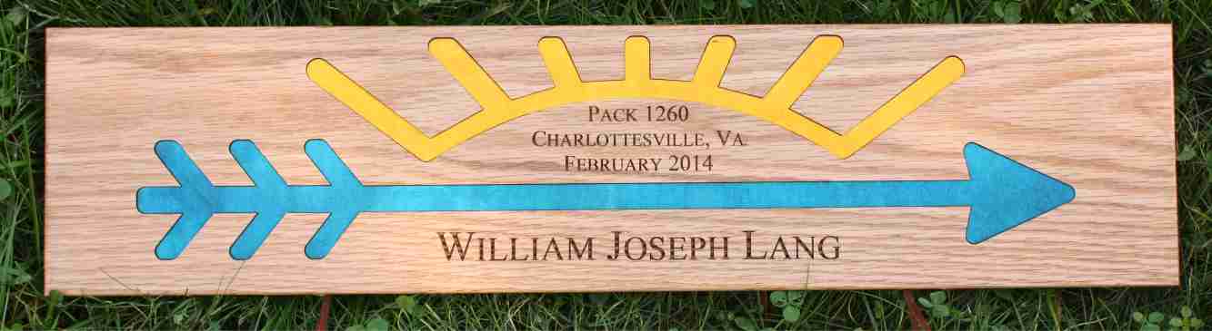 Arrow of Light Plaque Style #2 with Blue and Gold Inlay