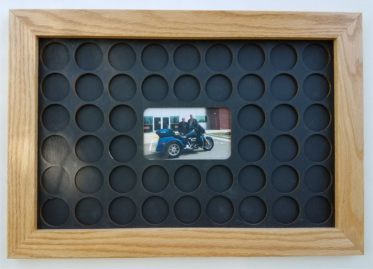 Black Poker Chip Display with Cut out for 3x5 Photo