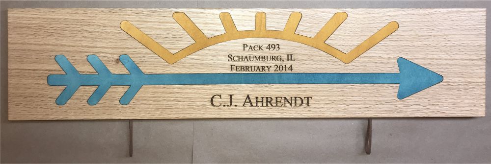 Arrow of Light Plaque Style #2 with Blue and Gold Inlay
